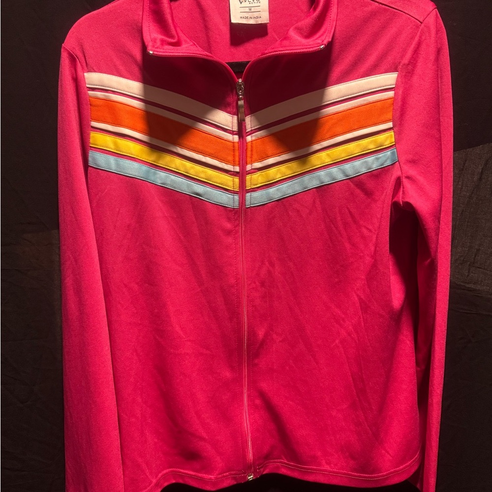 Velvet Heart Pink and Orange Bomber Jacket with Sporty Design